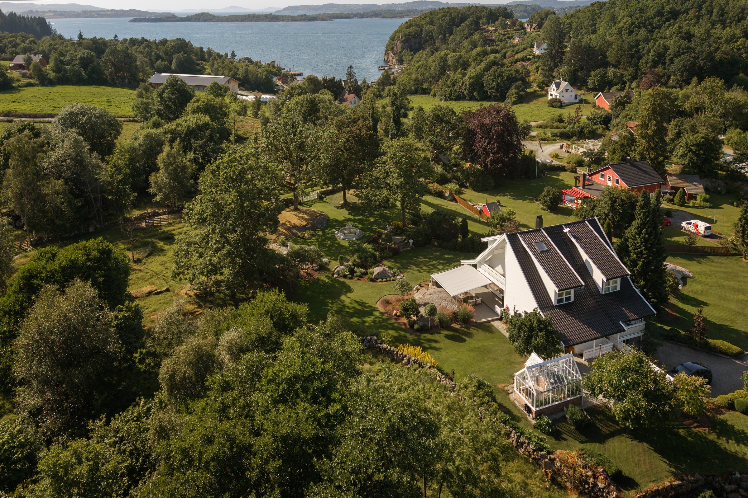 Aerial view toward the fjord